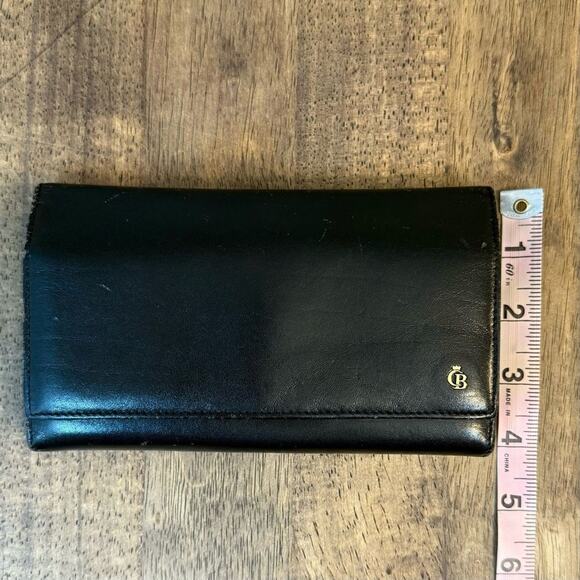 Castelijn & Beerens Frame 6-Card Supple Black Leather Purse Wallet Gold Accents - Picture 9 of 9